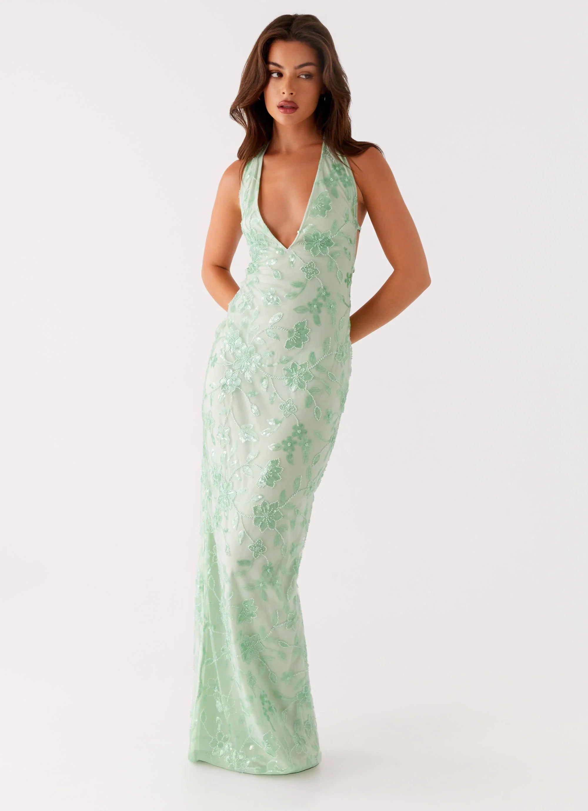 Cydney Beaded Maxi Dress - Sage